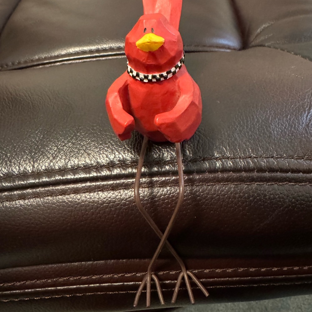 Red Bird figurine with Checked Collar
